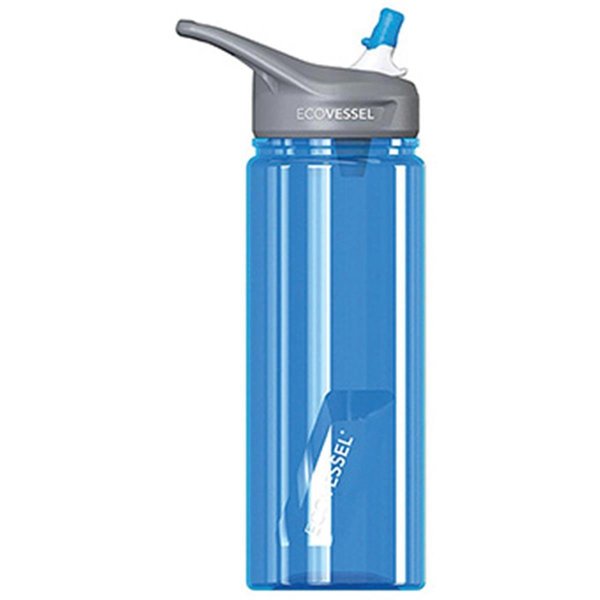 Ecovessel 24 oz Wave Tritan Sport Water Battle with StrawHudson Blue 734074